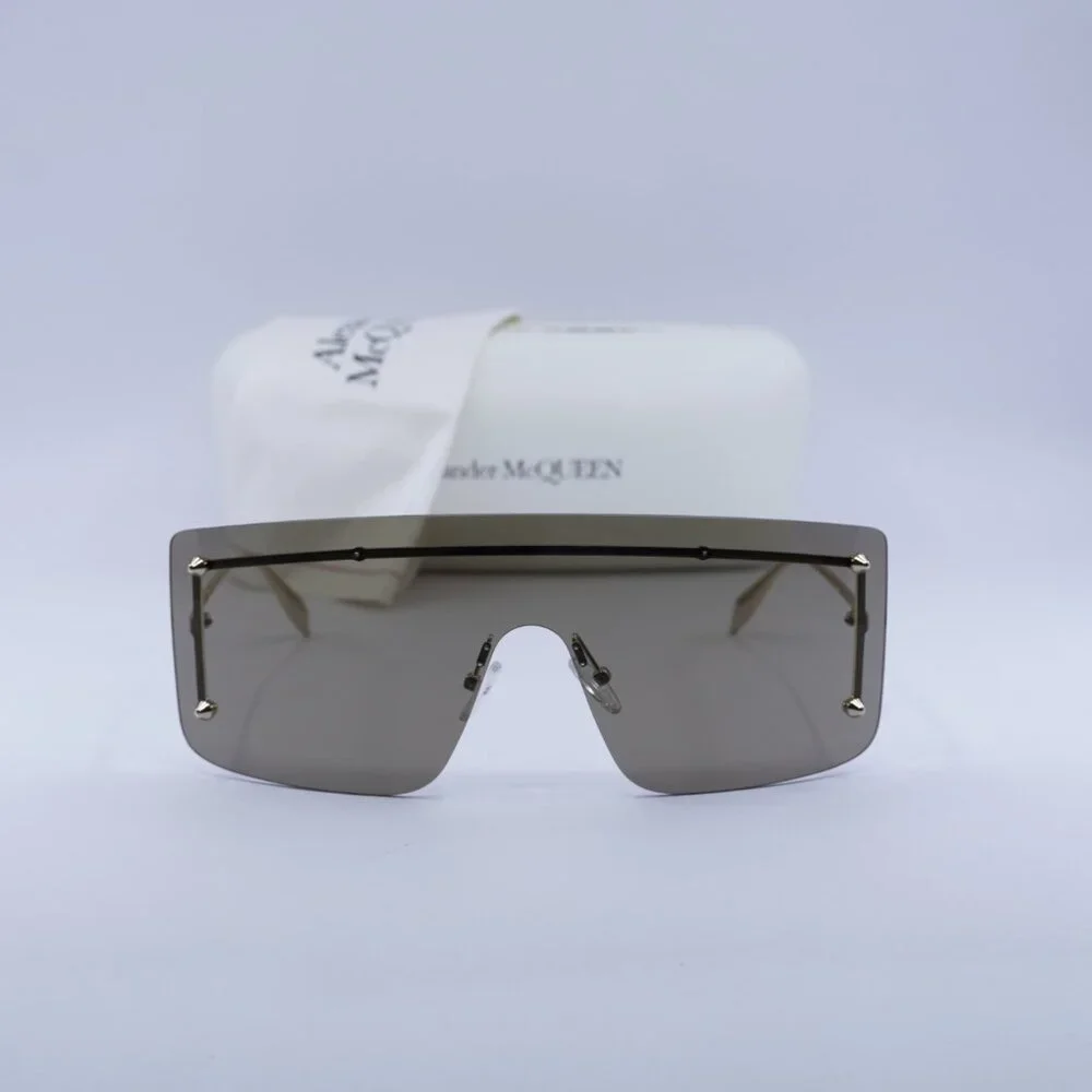Final Price! Alexander McQueen AM0412S 002 Gold/Brown Sunglasses - Picture 4 of 11